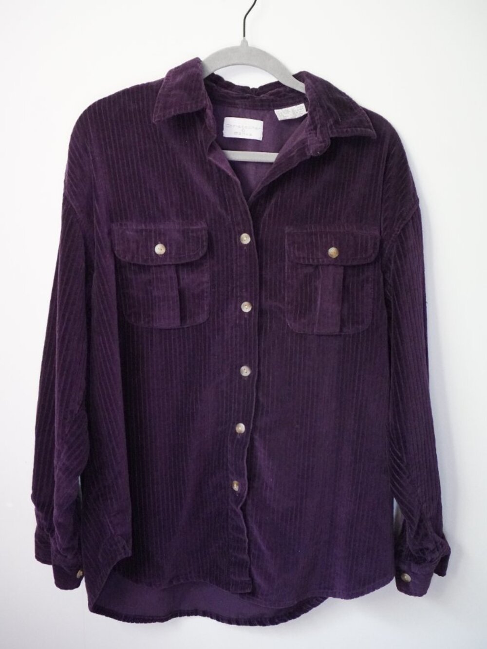 Christopher & Banks Plum Purple Cotton Corduroy Shacket Shirt-Jacket Button Down